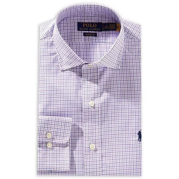 Polo Ralph Lauren Other - Polo Ralph Lauren Classic Fit Tattersall Purepress White/Purple M 15.5 - 32/33